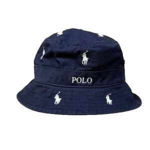 New Polo Ralph Lauren Men's Size LRG/ XL Navy Ponies Bucket Hat NWT